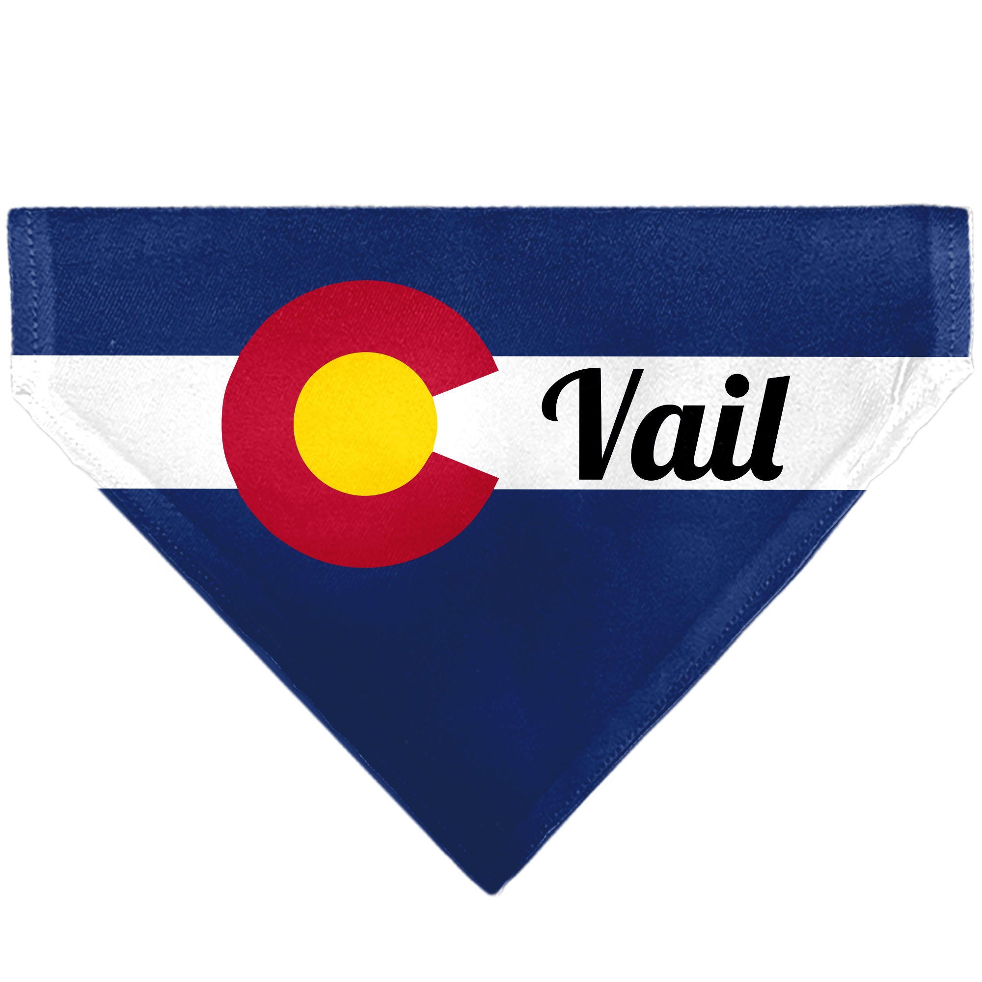 Pet Bandana - Colorado VAIL Flag Blue/White/Red/Yellow Pet Bandanas Buckle-Down
