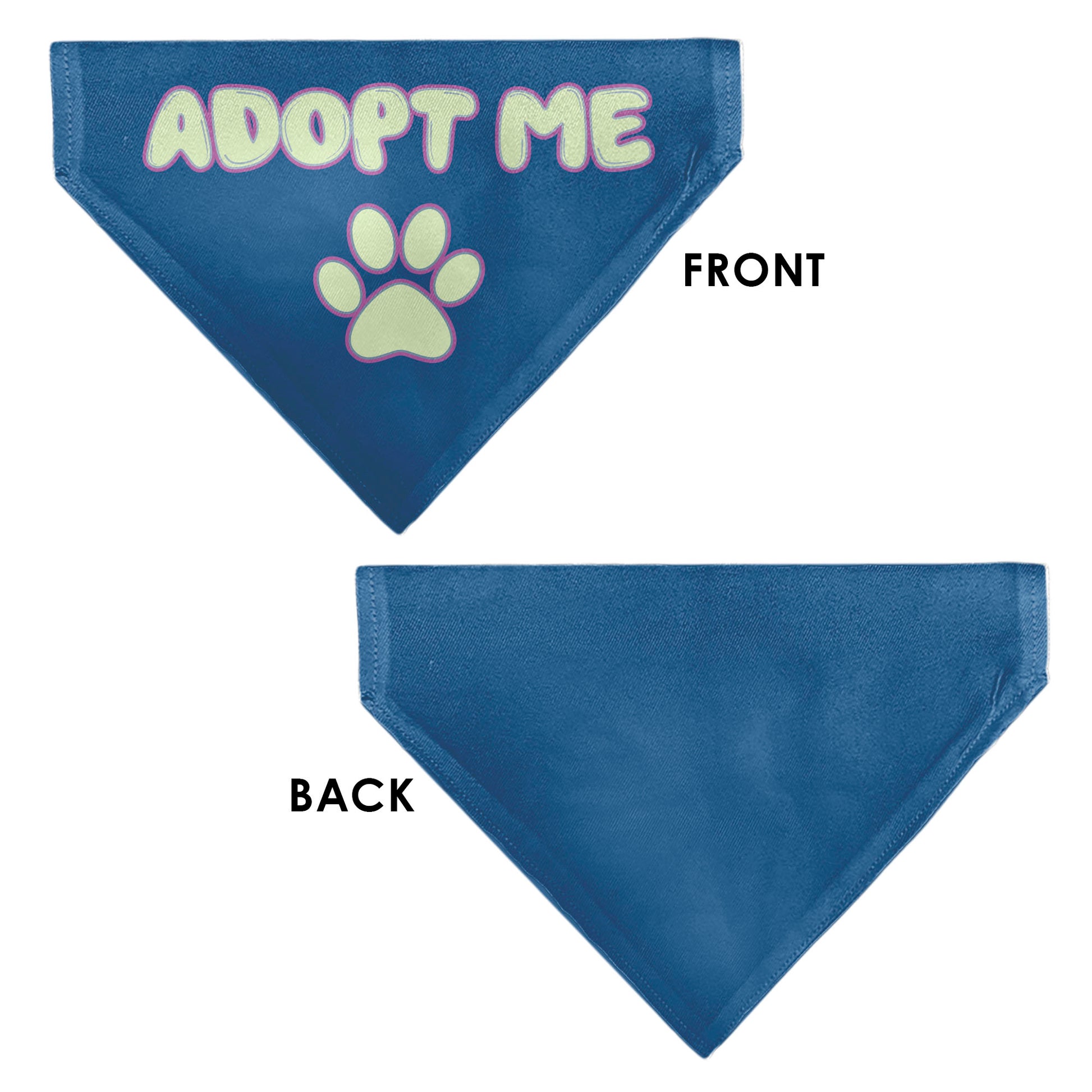 Pet Bandana - ADOPT ME Text and Paw Black/Lavender/Ivory Pet Bandanas Buckle-Down
