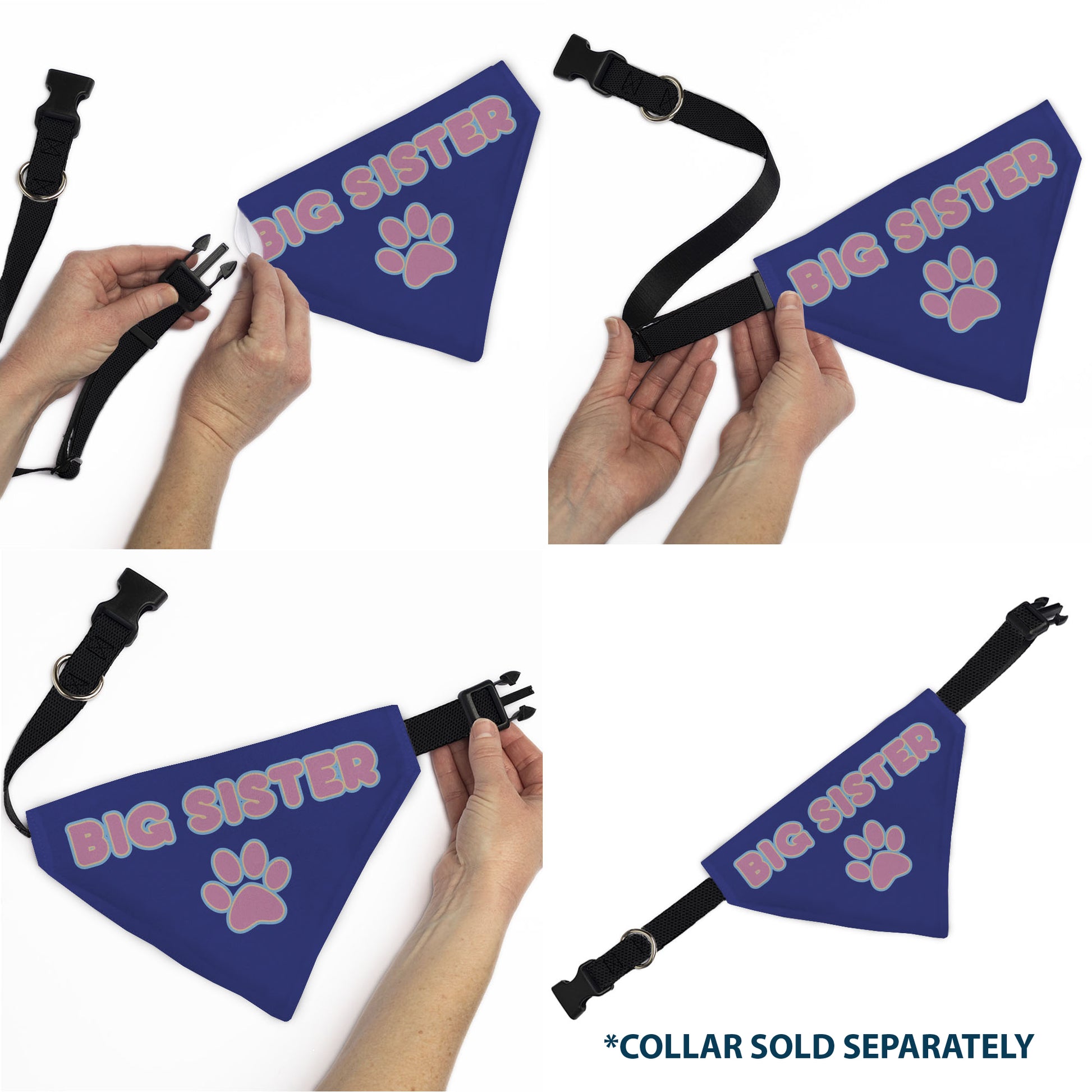 Pet Bandana - BIG SISTER Text and Paw Blues/Lavender Pet Bandanas Buckle-Down