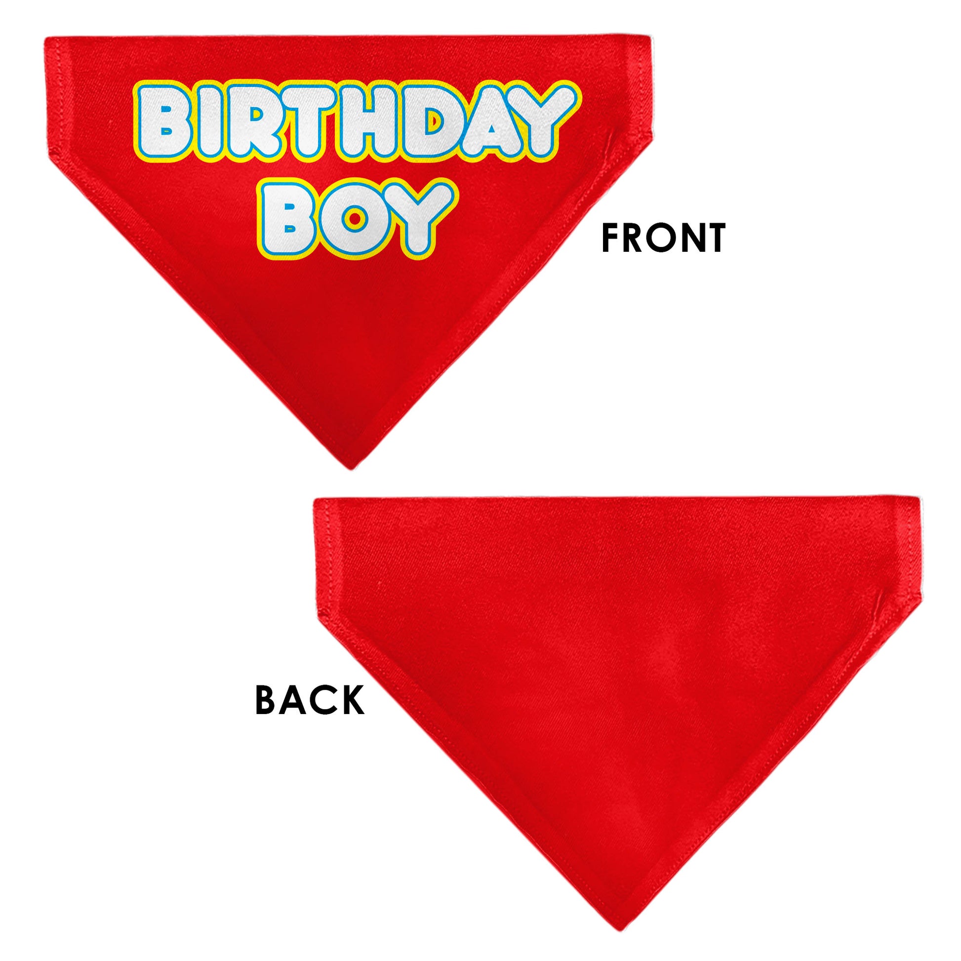 Pet Bandana - BIRTHDAY BOY Text Red/Yellow/Blue/White Pet Bandanas Buckle-Down