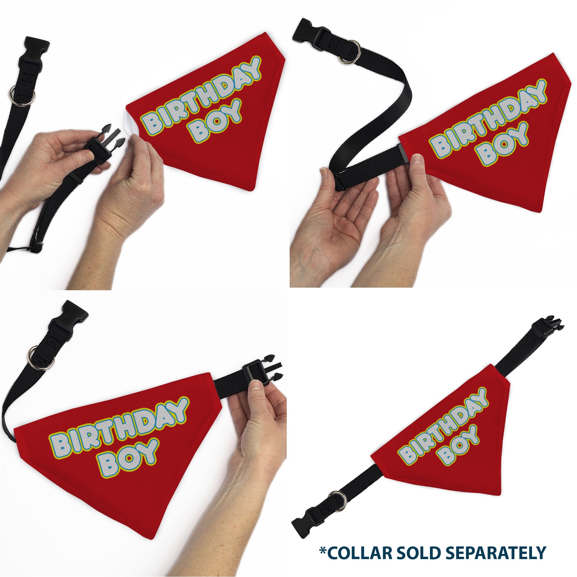 Pet Bandana - BIRTHDAY BOY Text Red/Yellow/Blue/White Pet Bandanas Buckle-Down