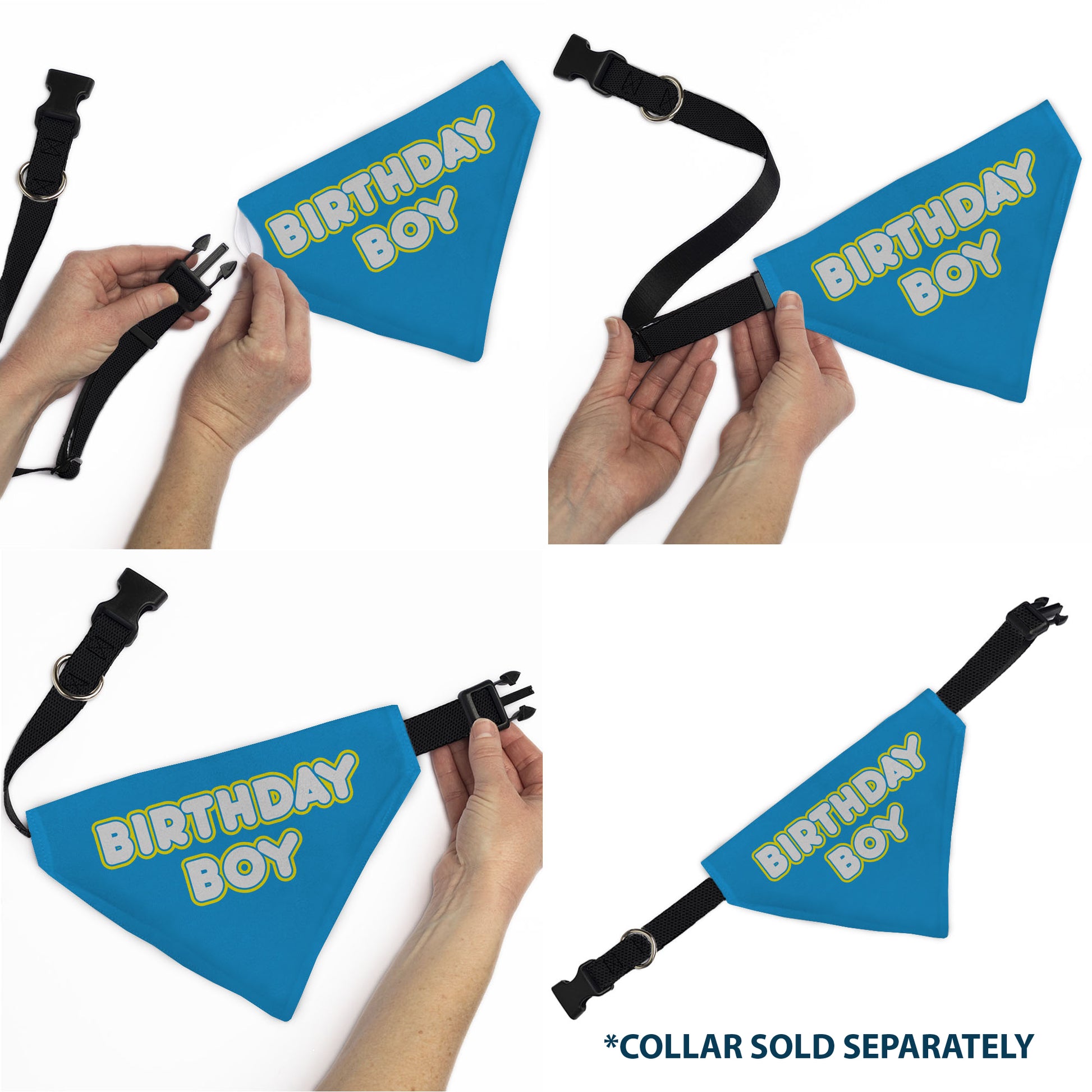 Pet Bandana - BIRTHDAY BOY Text Blue/Yellow/White Pet Bandanas Buckle-Down
