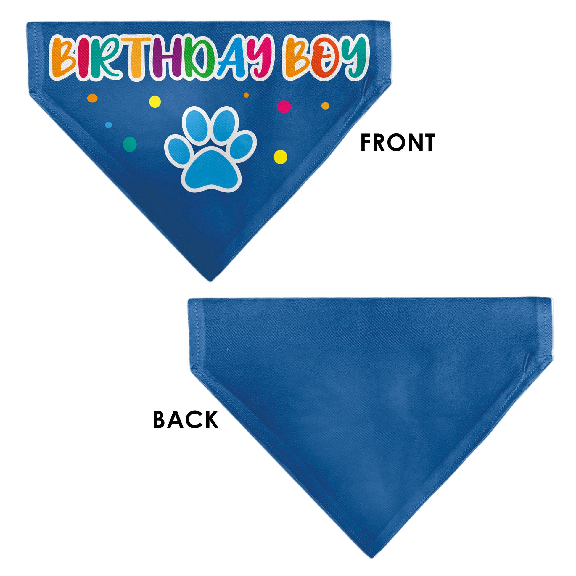 Pet Bandana - BIRTHDAY BOY Text Paw and Confetti Blue/Multi Color Pet Bandanas Buckle-Down