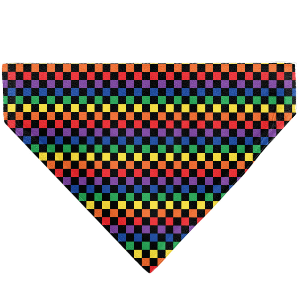 Pet Bandana - Checker Black/Rainbow Multi Color Pet Bandanas Buckle-Down