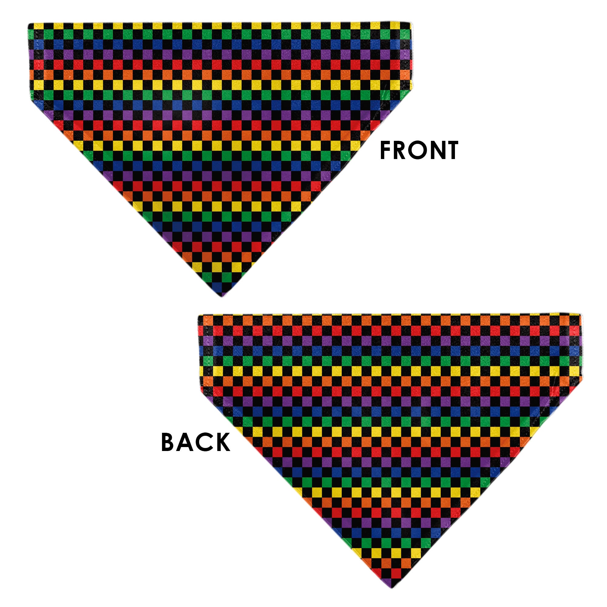 Pet Bandana - Checker Black/Rainbow Multi Color Pet Bandanas Buckle-Down