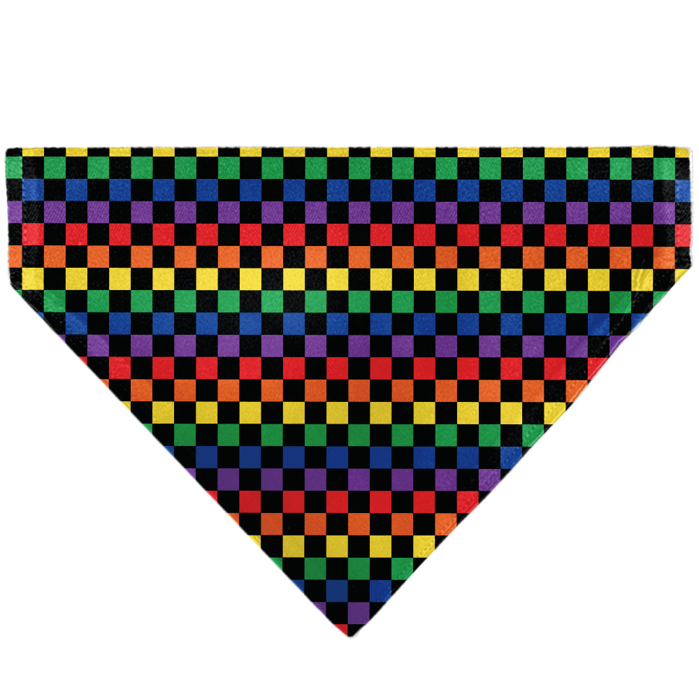 Pet Bandana - Checker Black/Rainbow Multi Color Pet Bandanas Buckle-Down