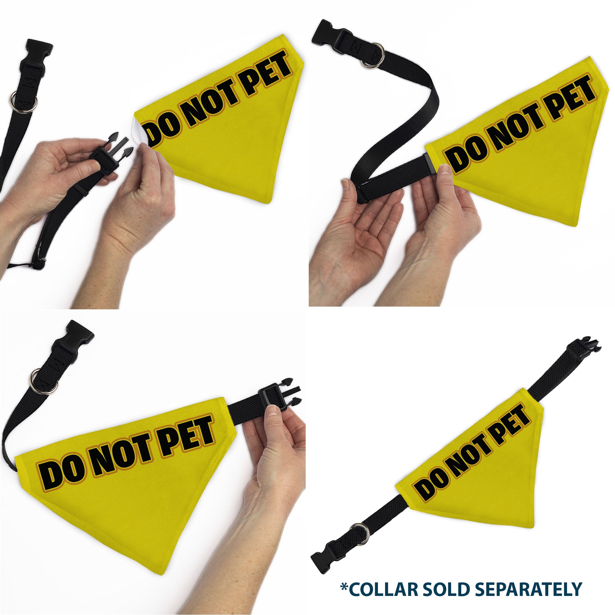 Pet Bandana - DO NOT PET Warning Yellows/Black Pet Bandanas Buckle-Down