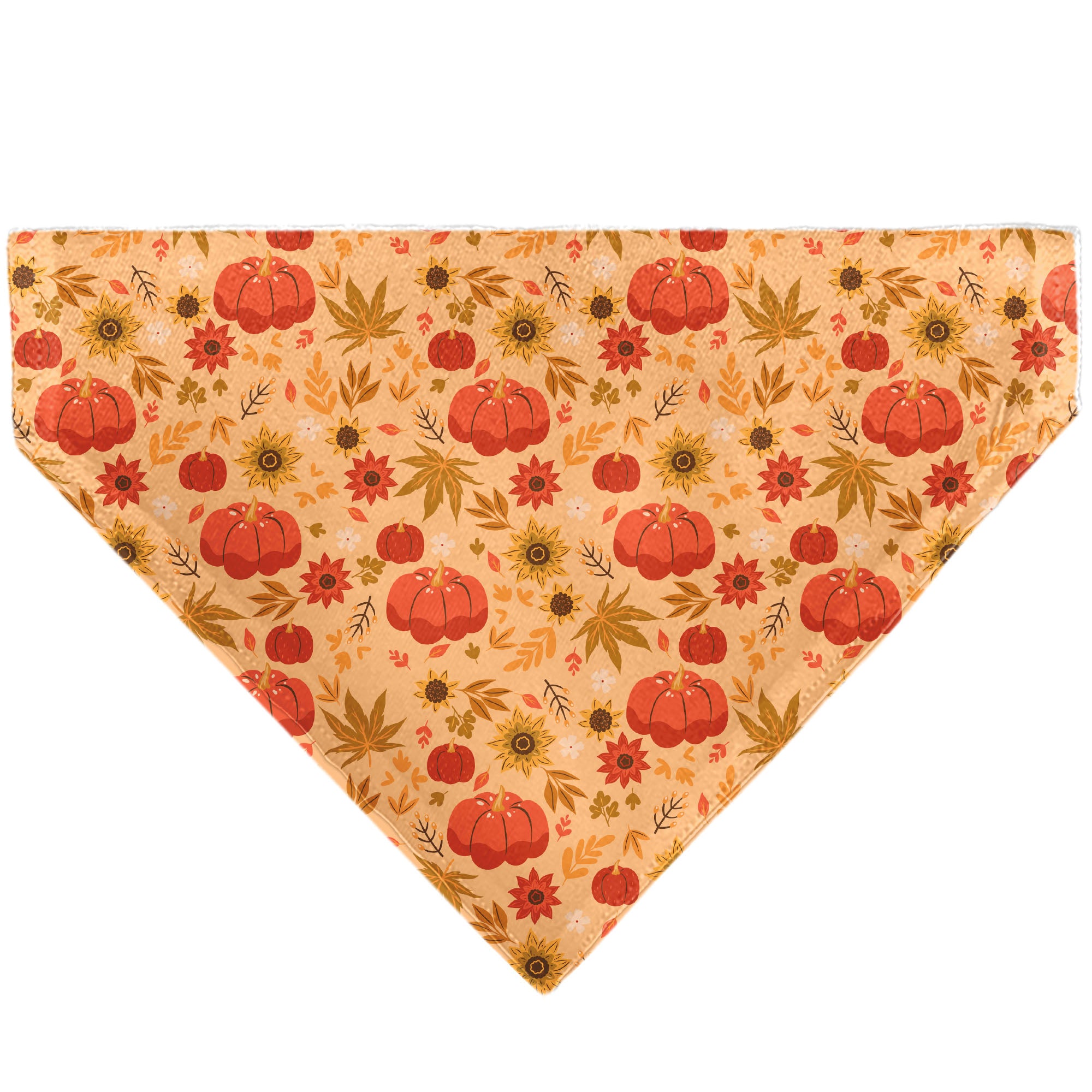 Pet Bandana - Fall Harvest Pumpkins and Flowers Collage Tan/Orange/Yellows Pet Bandanas Buckle-Down