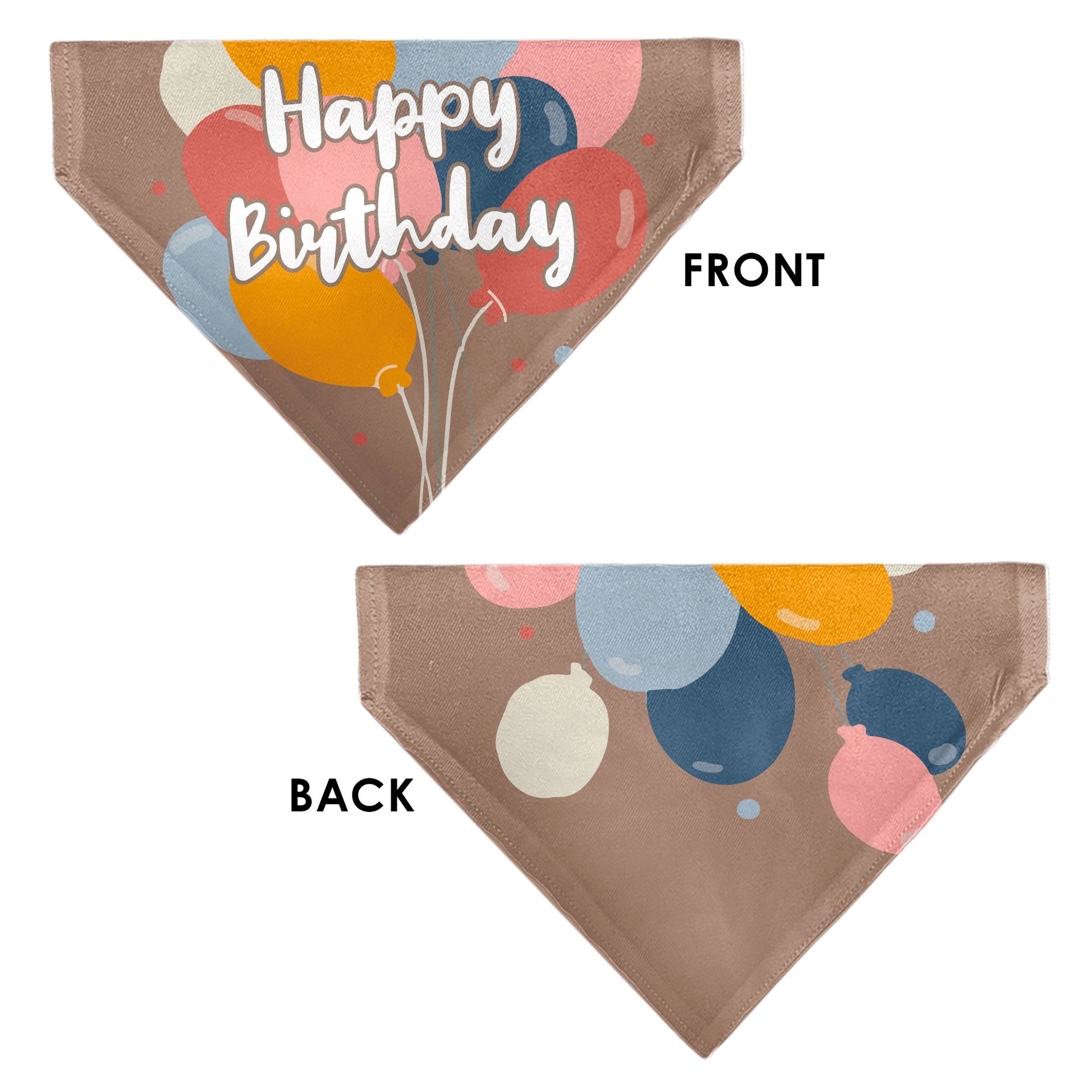 Pet Bandana - HAPPY BIRTHDAY Text and Balloons Tan/Multi Color Pet Bandanas Buckle-Down