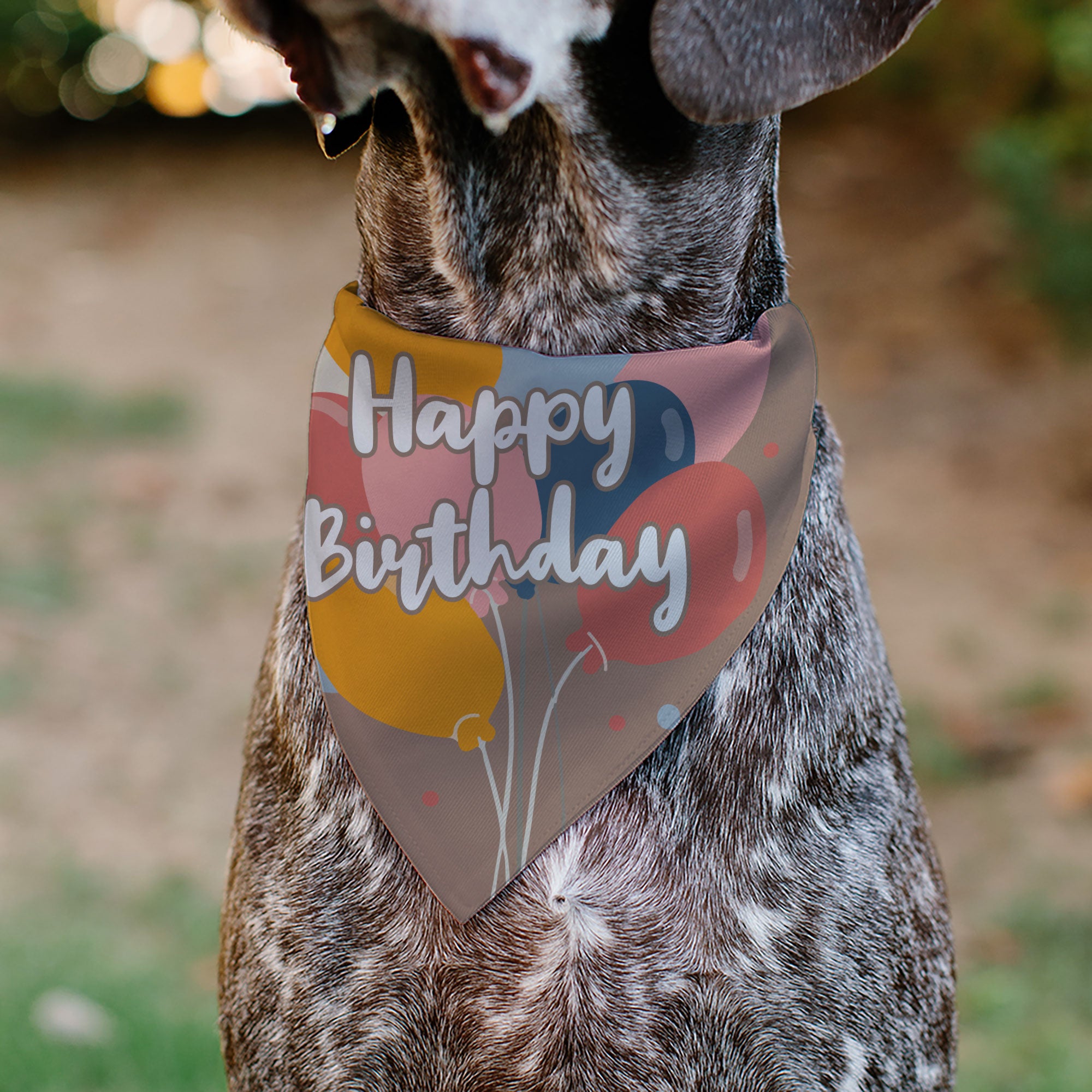 Pet Bandana - HAPPY BIRTHDAY Text and Balloons Tan/Multi Color Pet Bandanas Buckle-Down
