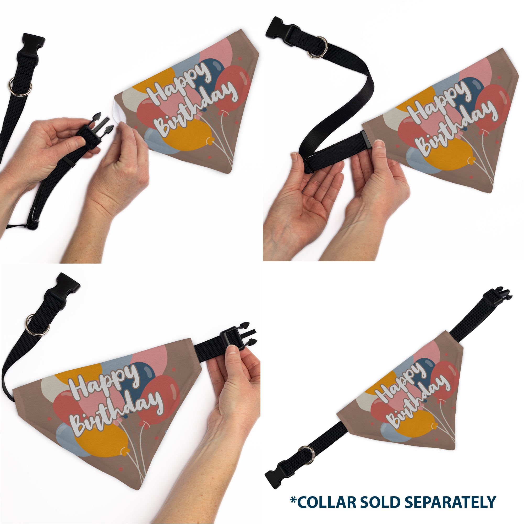 Pet Bandana - HAPPY BIRTHDAY Text and Balloons Tan/Multi Color Pet Bandanas Buckle-Down