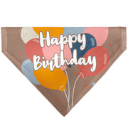 Pet Bandana - HAPPY BIRTHDAY Text and Balloons Tan/Multi Color Pet Bandanas Buckle-Down