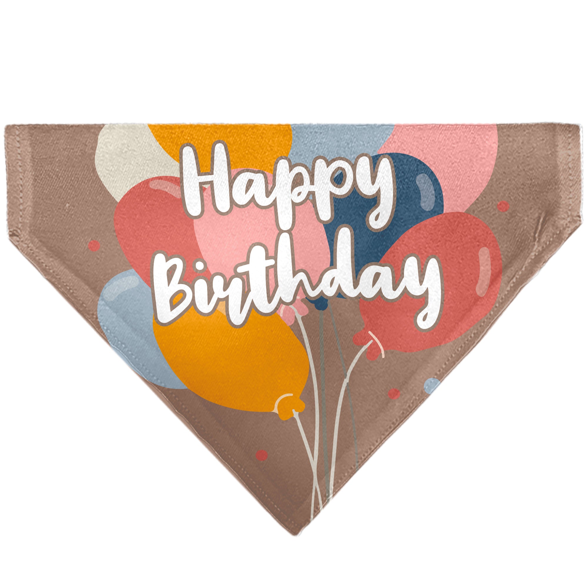 Pet Bandana - HAPPY BIRTHDAY Text and Balloons Tan/Multi Color Pet Bandanas Buckle-Down