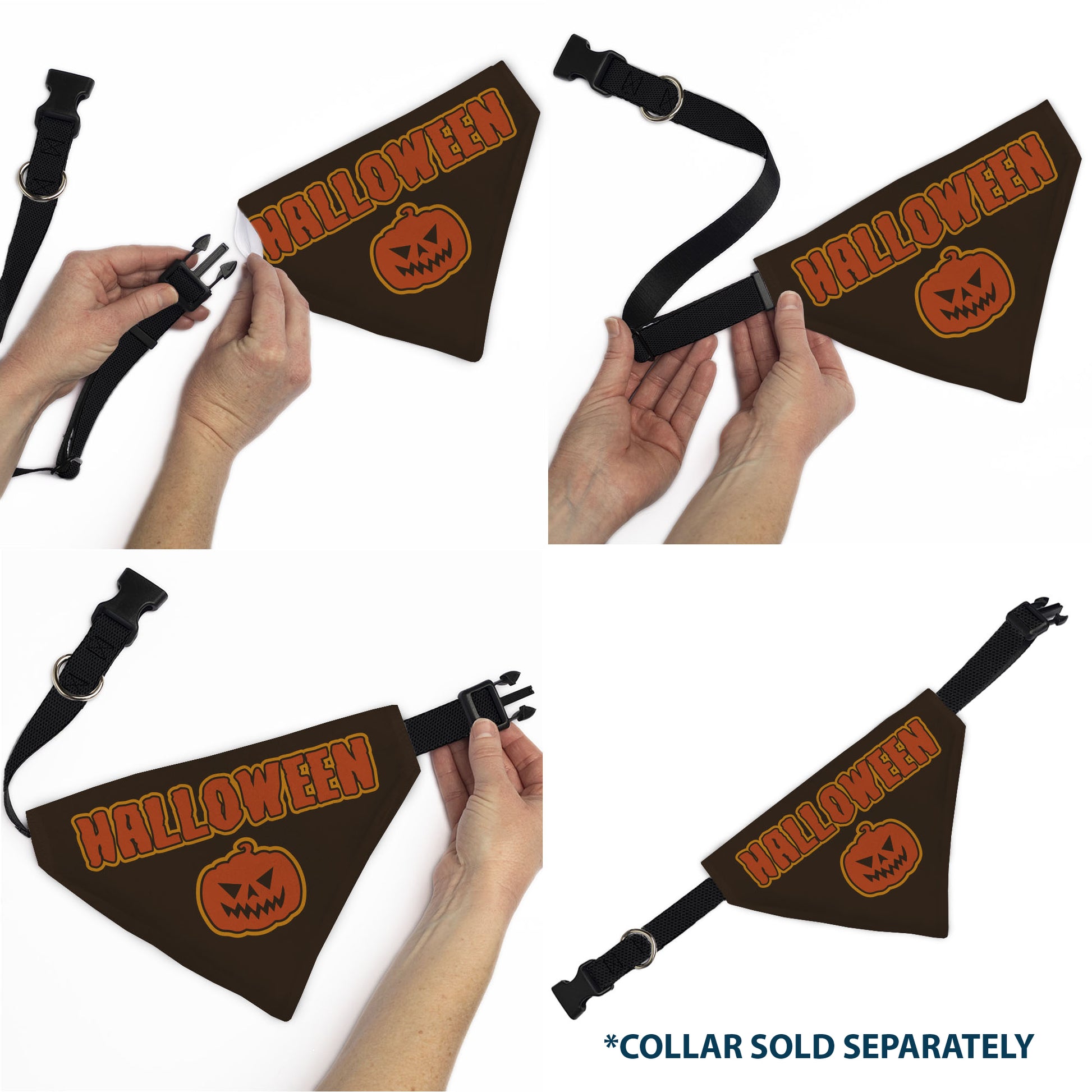 Pet Bandana - HALLOWEEN Jack-O-Lantern Pumpkin Black/Orange Pet Bandanas Buckle-Down
