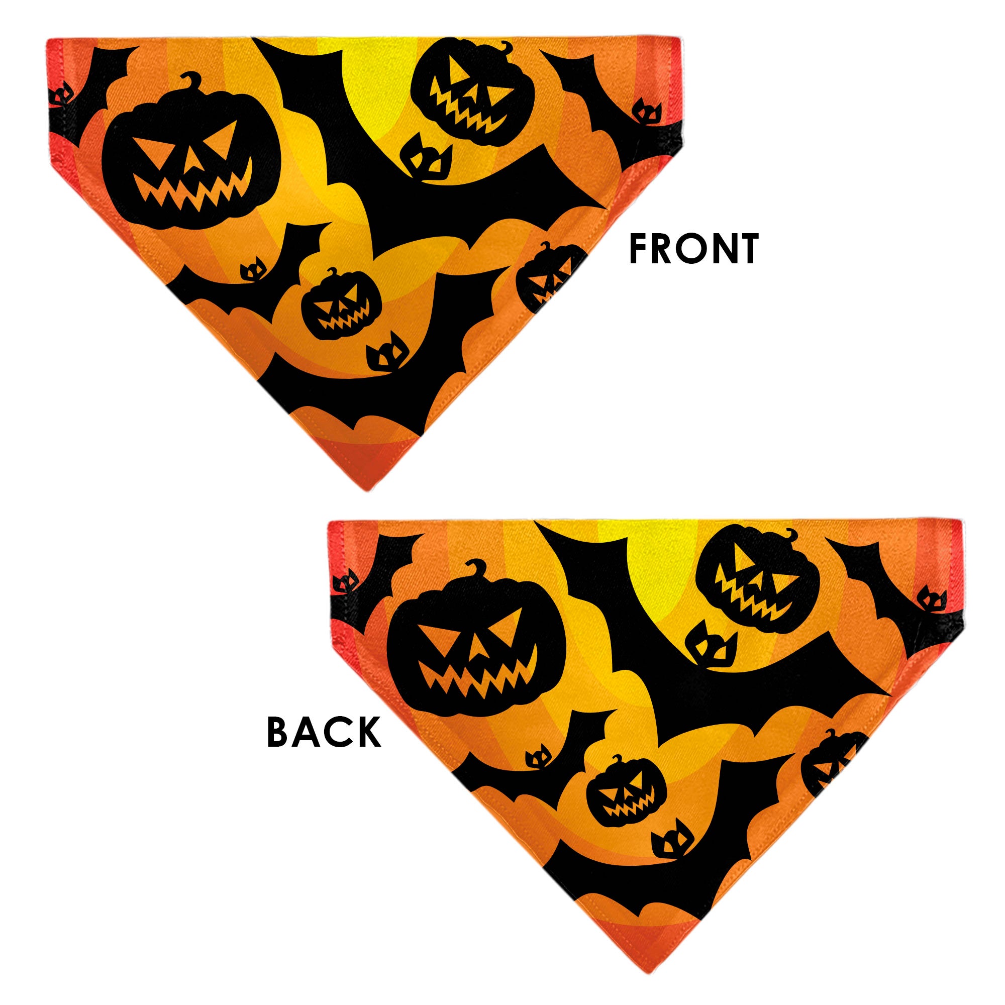 Pet Bandana - Halloween Bats and Jack-O-Lanterns Pumpkins Orange/Black Pet Bandanas Buckle-Down