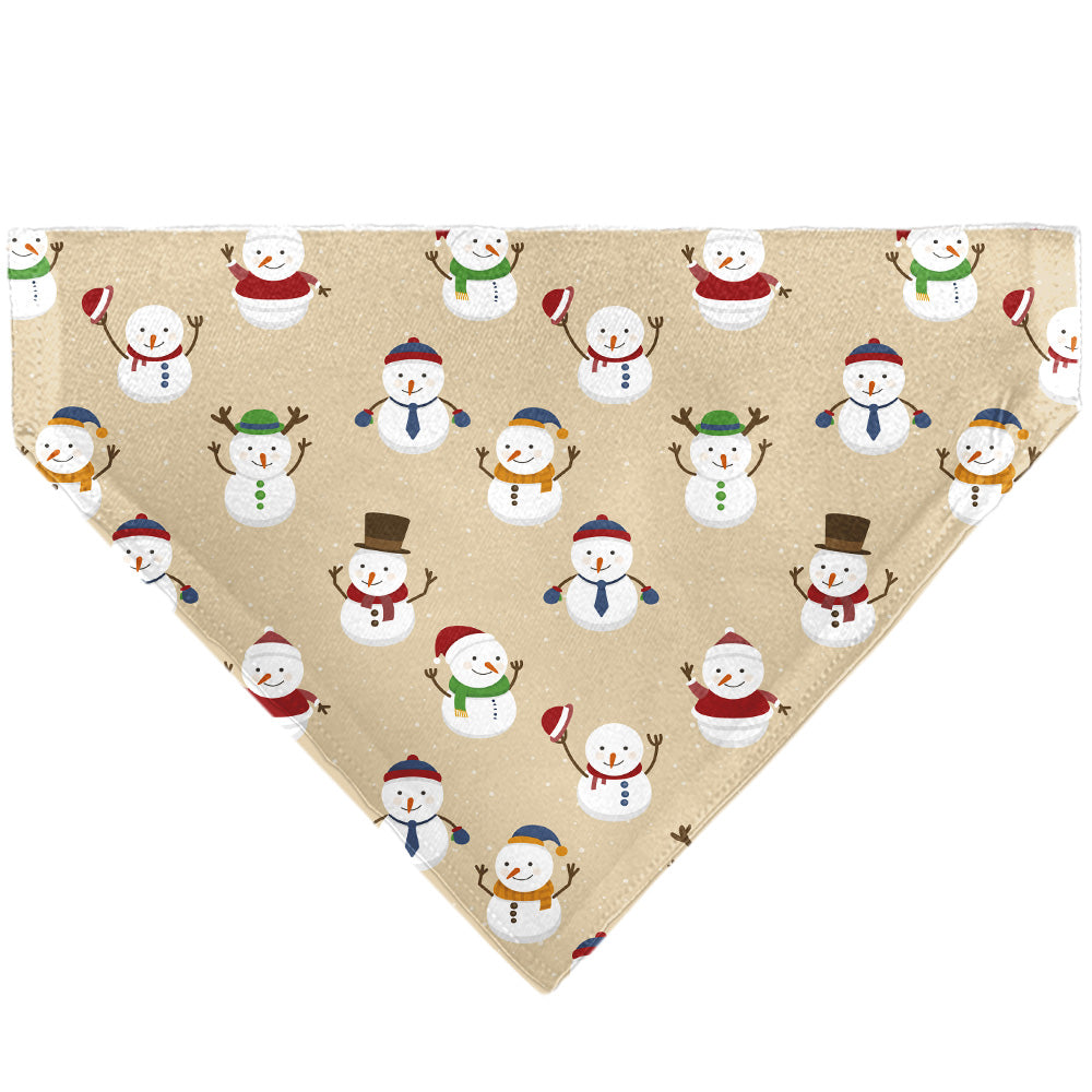 Pet Bandana - Holiday Snowman Poses Tan Pet Bandanas Buckle-Down
