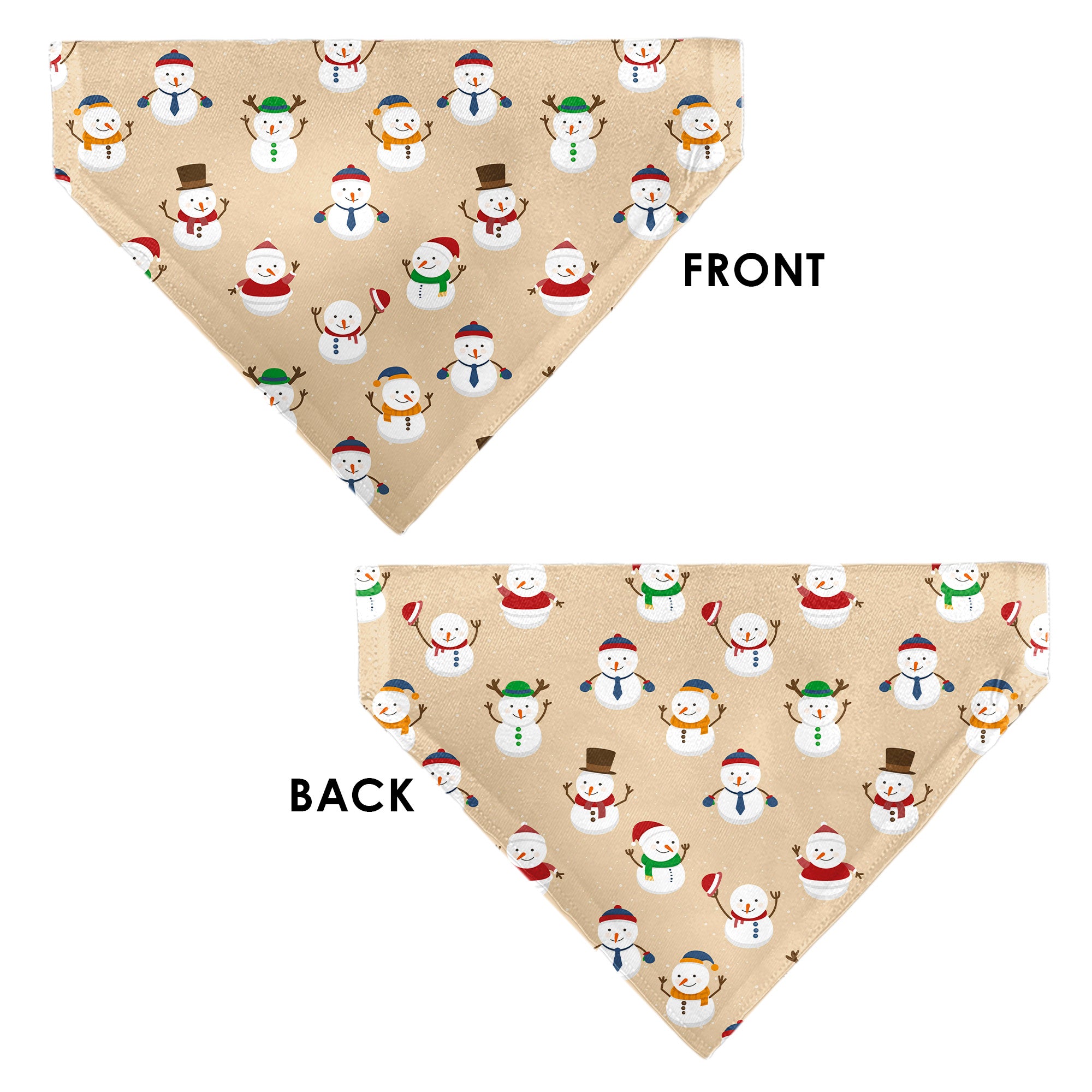 Pet Bandana - Holiday Snowman Poses Tan Pet Bandanas Buckle-Down