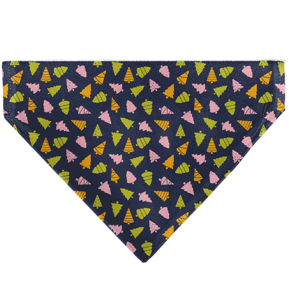 Pet Bandana - Holiday Christmas Trees Collage Navy/Multi Color Pet Bandanas Buckle-Down