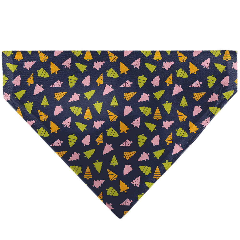Pet Bandana - Holiday Christmas Trees Collage Navy/Multi Color Pet Bandanas Buckle-Down