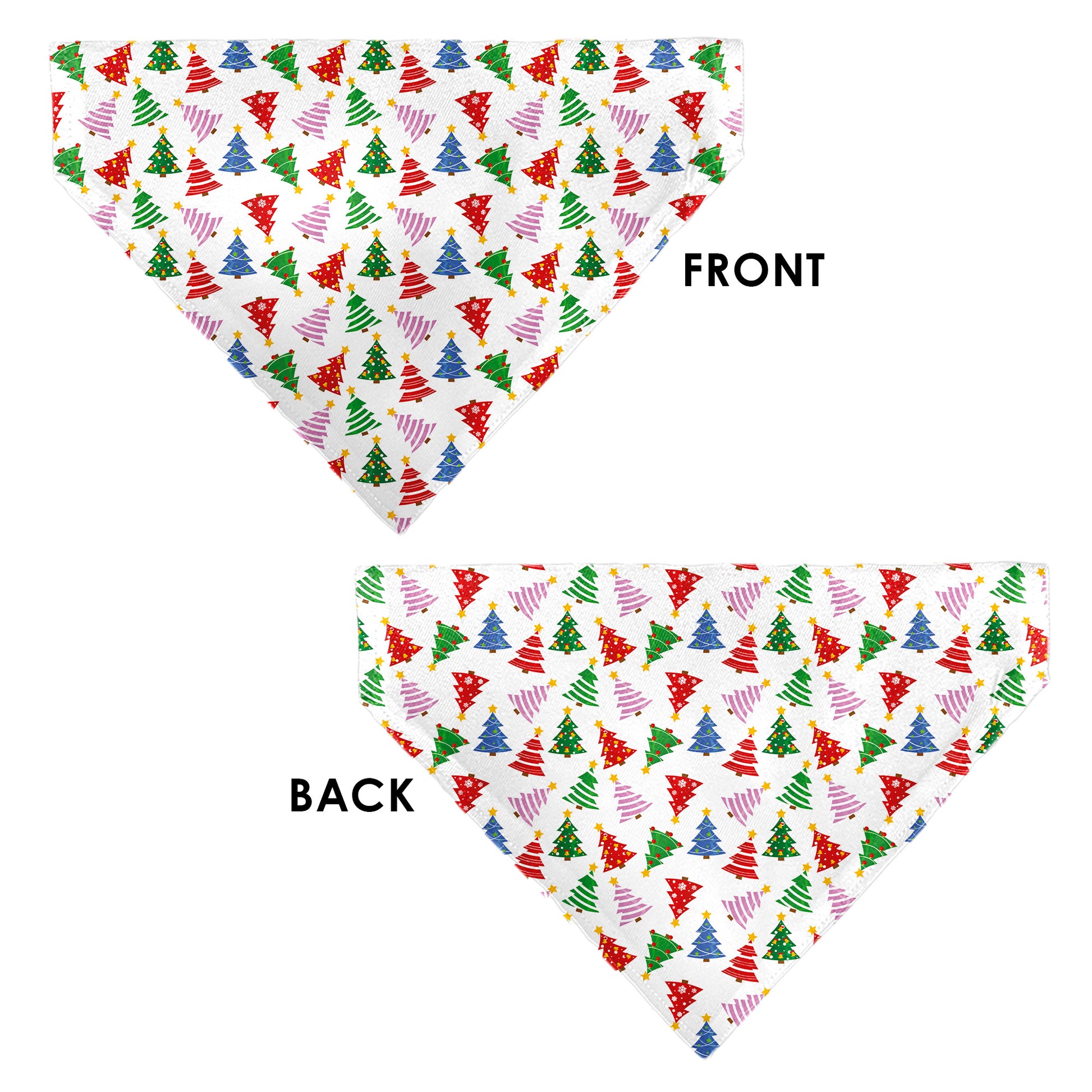 Pet Bandana - Holiday Decorated Christmas Trees Collage White/Multi Color Pet Bandanas Buckle-Down