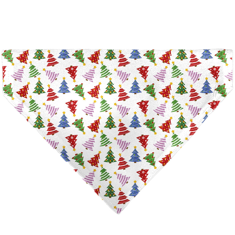 Pet Bandana - Holiday Decorated Christmas Trees Collage White/Multi Color Pet Bandanas Buckle-Down