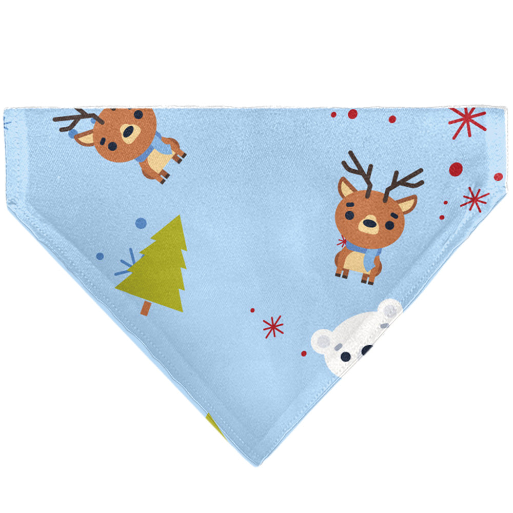 Pet Bandana - Holiday Winter Animals and Christmas Trees Collage Baby Blue Pet Bandanas Buckle-Down