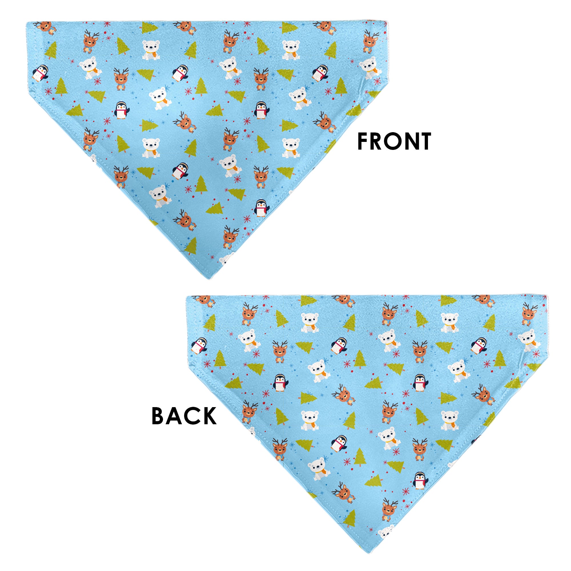 Pet Bandana - Holiday Winter Animals and Christmas Trees Collage Baby Blue Pet Bandanas Buckle-Down