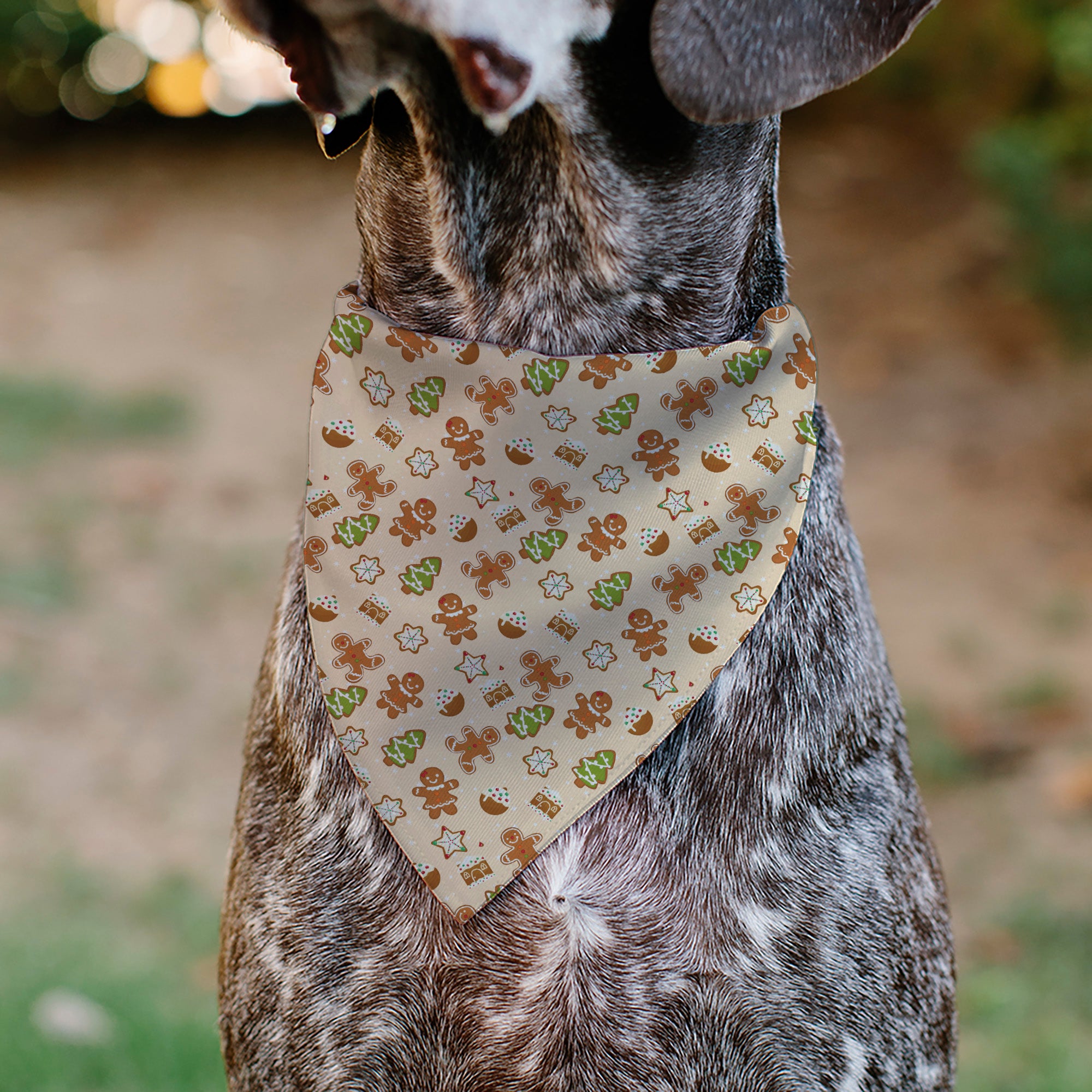 Pet Bandana - Holiday Decorated Gingerbread Cookies Collage Tan Pet Bandanas Buckle-Down