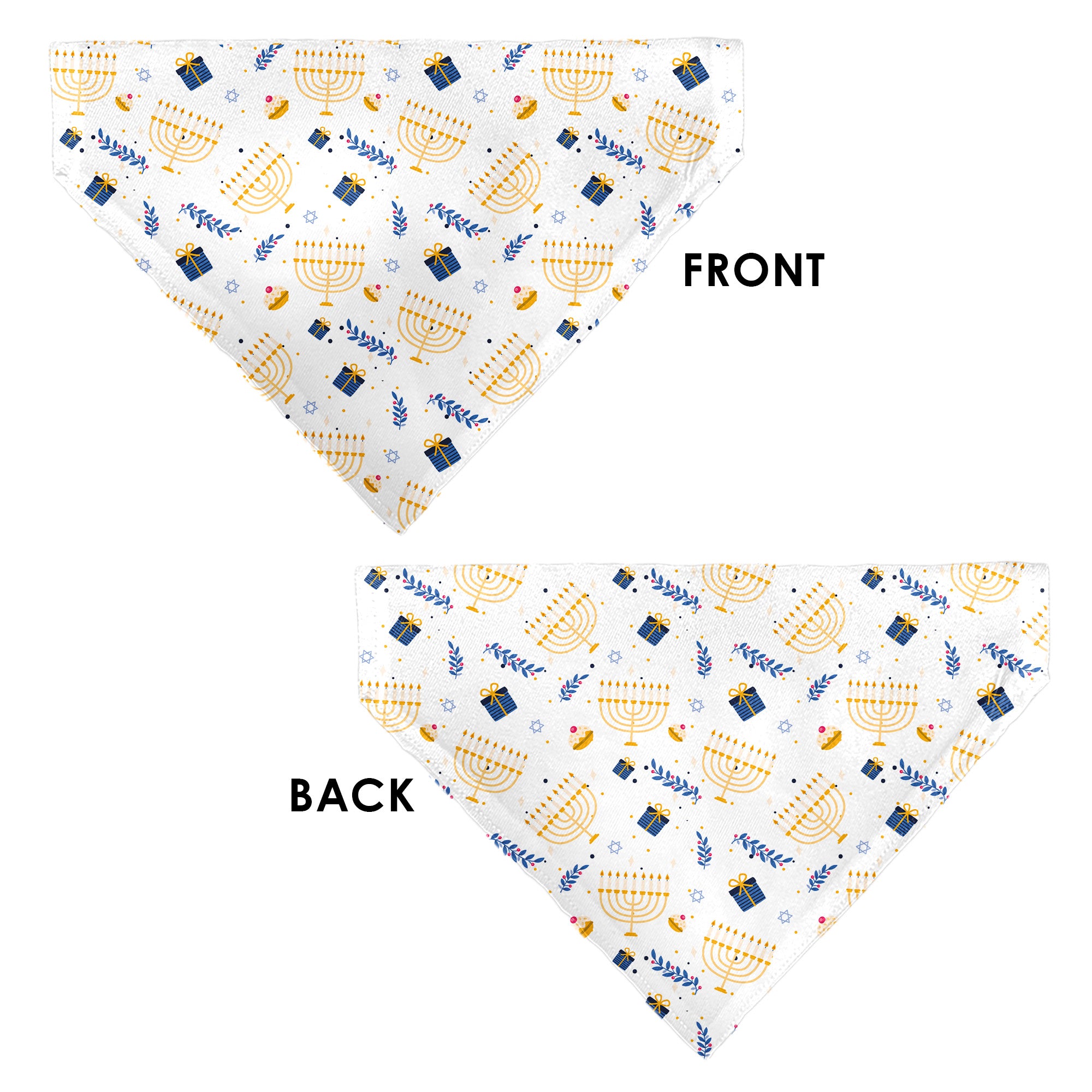 Pet Bandana - Holiday Hanukkah Menorah and Gifts Collage White Pet Bandanas Buckle-Down