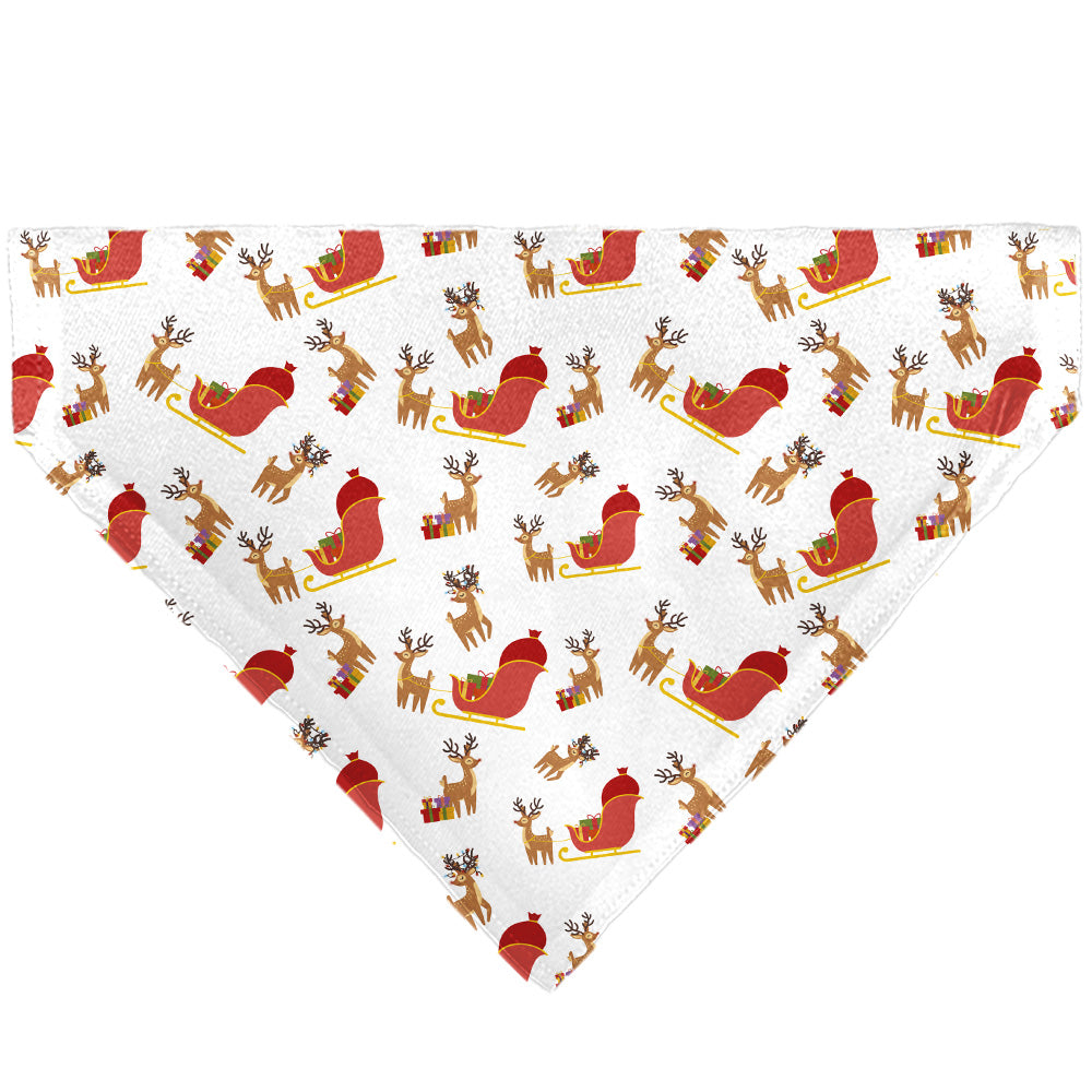 Pet Bandana - Holiday Santa Reindeers and Sleigh Collage White Pet Bandanas Buckle-Down