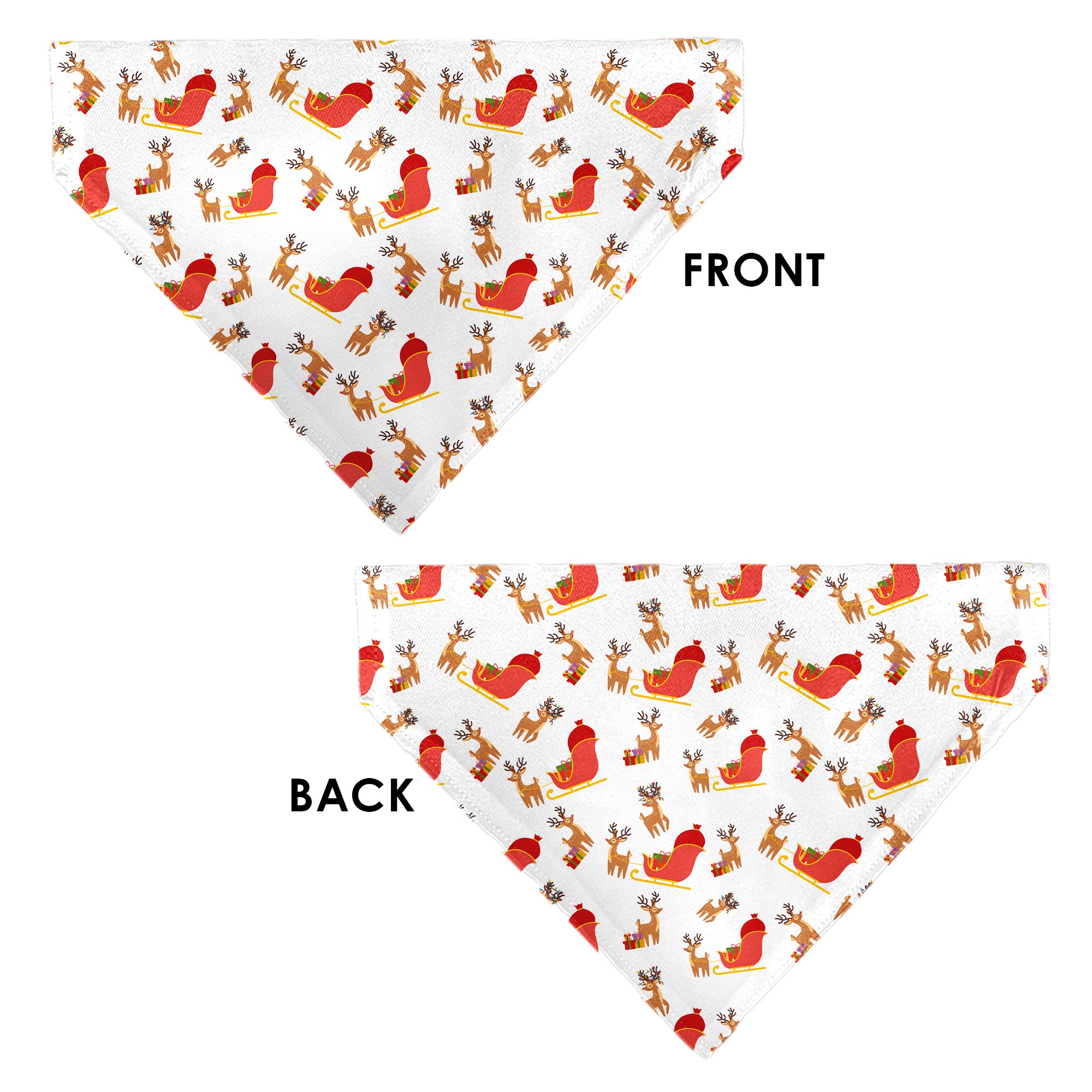 Pet Bandana - Holiday Santa Reindeers and Sleigh Collage White Pet Bandanas Buckle-Down
