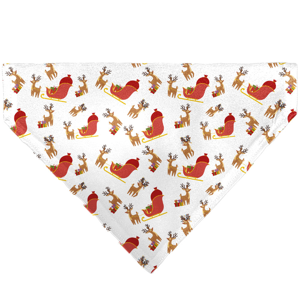 Pet Bandana - Holiday Santa Reindeers and Sleigh Collage White Pet Bandanas Buckle-Down