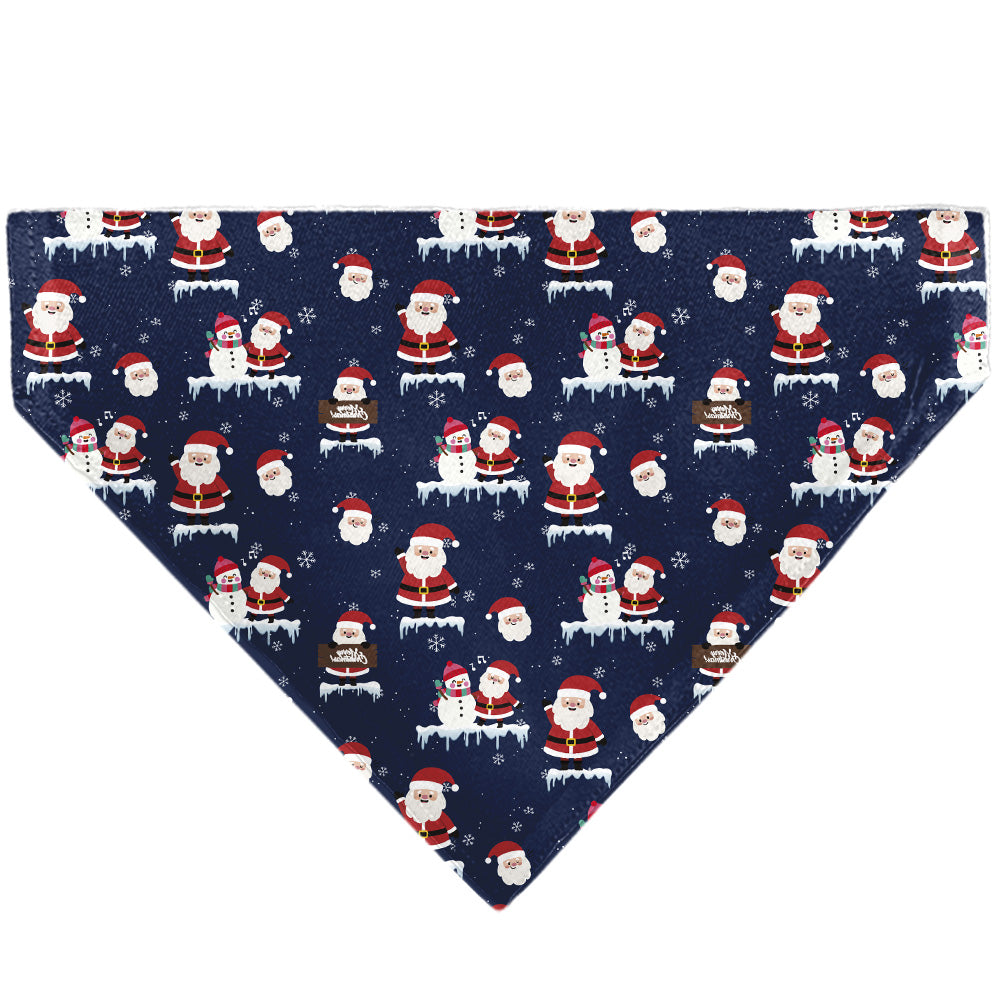 Pet Bandana - Holiday Santa and Snowman Collage Navy Pet Bandanas Buckle-Down