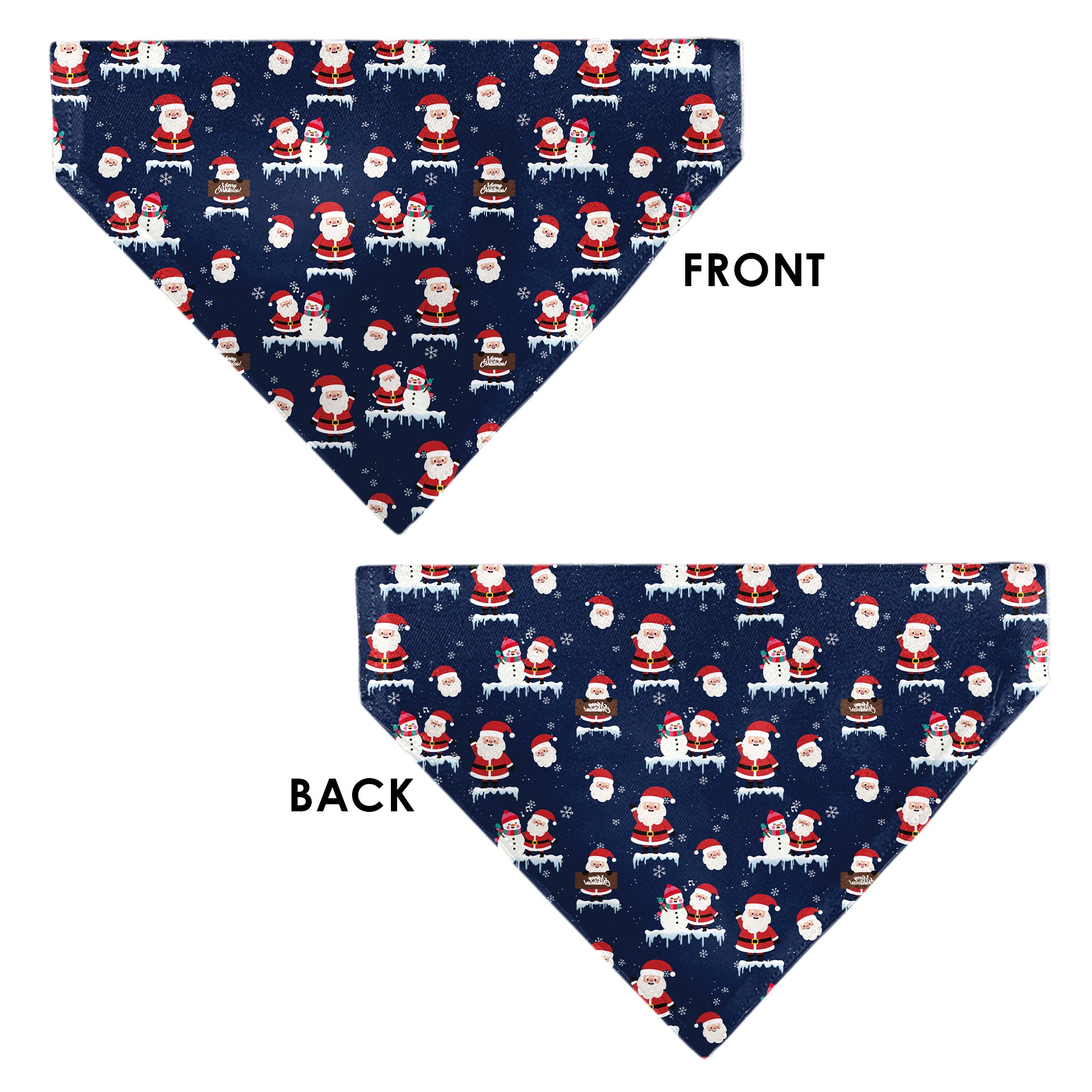 Pet Bandana - Holiday Santa and Snowman Collage Navy Pet Bandanas Buckle-Down