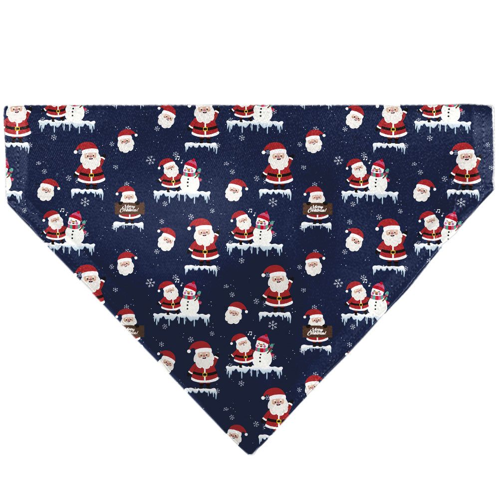 Pet Bandana - Holiday Santa and Snowman Collage Navy Pet Bandanas Buckle-Down