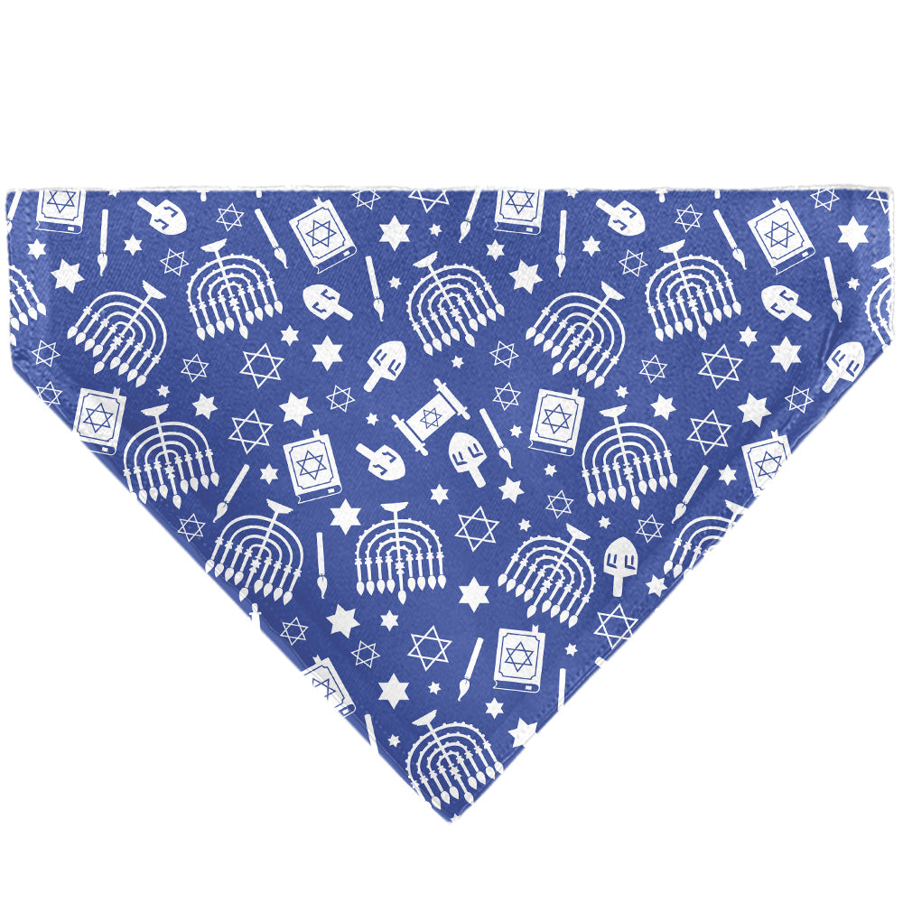 Pet Bandana - Hanukkah Holiday Symbols Blue/White Pet Bandanas Buckle-Down