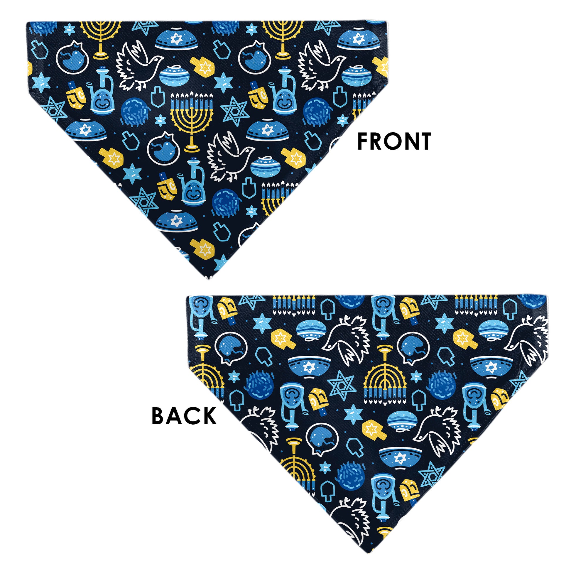 Pet Bandana - Hanukkah Holiday Symbols Black/Blues/Yellow Pet Bandanas Buckle-Down
