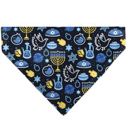 Pet Bandana - Hanukkah Holiday Symbols Black/Blues/Yellow Pet Bandanas Buckle-Down