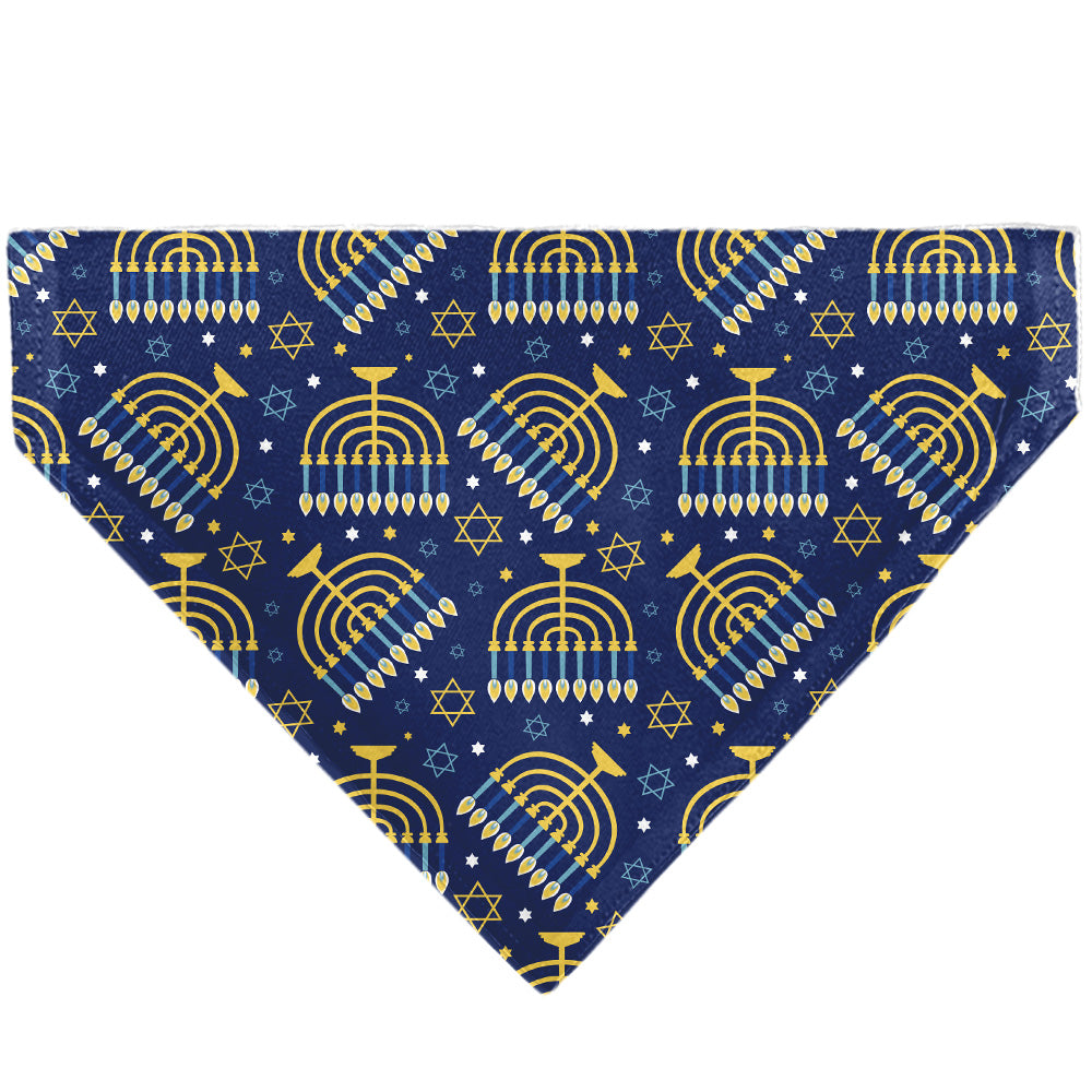 Pet Bandana - Hanukkah Holiday Menorah Blues/Yellows Pet Bandanas Buckle-Down