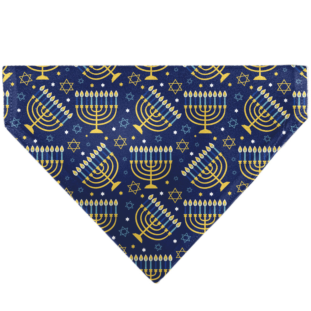 Pet Bandana - Hanukkah Holiday Menorah Blues/Yellows Pet Bandanas Buckle-Down
