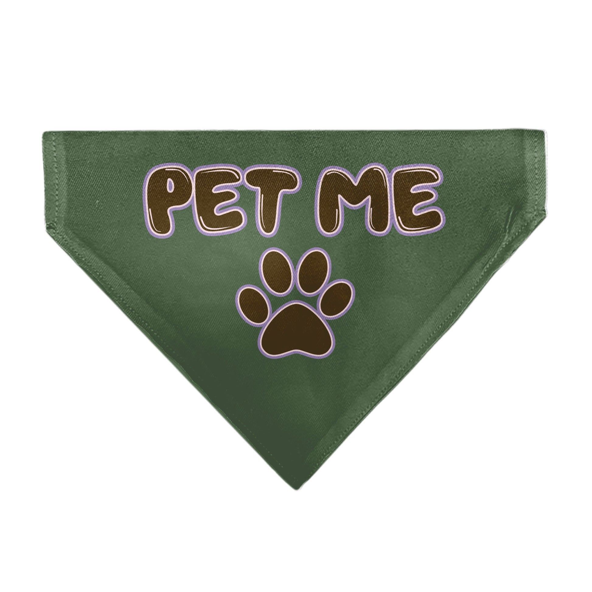 Pet Bandana - PET ME Text and Paw Olive/Pinks/Brown Pet Bandanas Buckle-Down