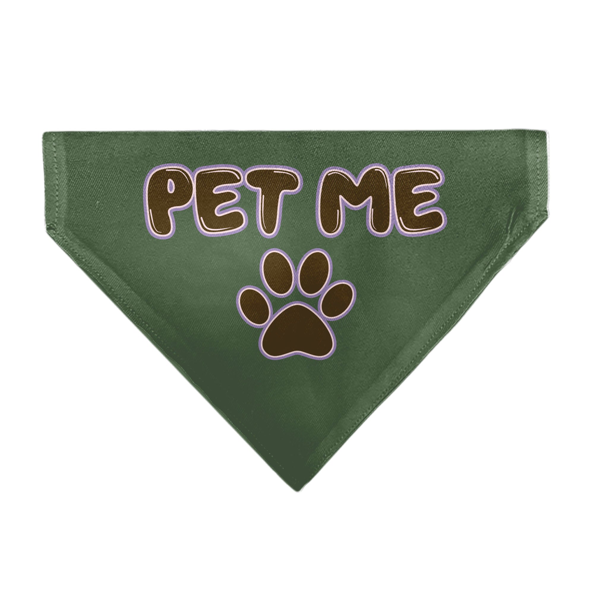 Pet Bandana - PET ME Text and Paw Olive/Pinks/Brown Pet Bandanas Buckle-Down