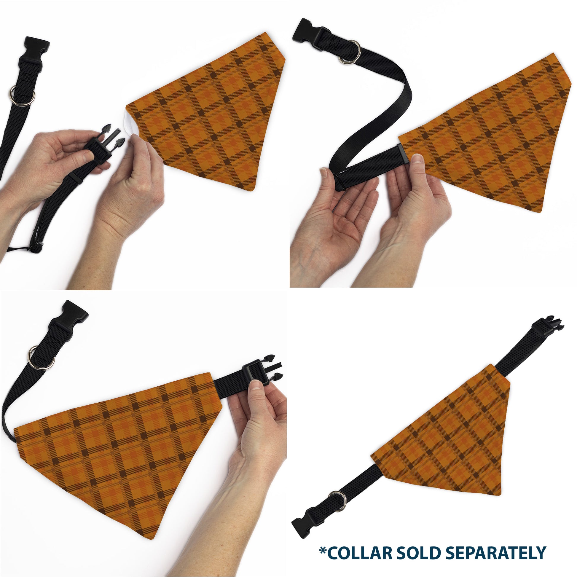 Pet Bandana - Plaid Orange/Brown Pet Bandanas Buckle-Down