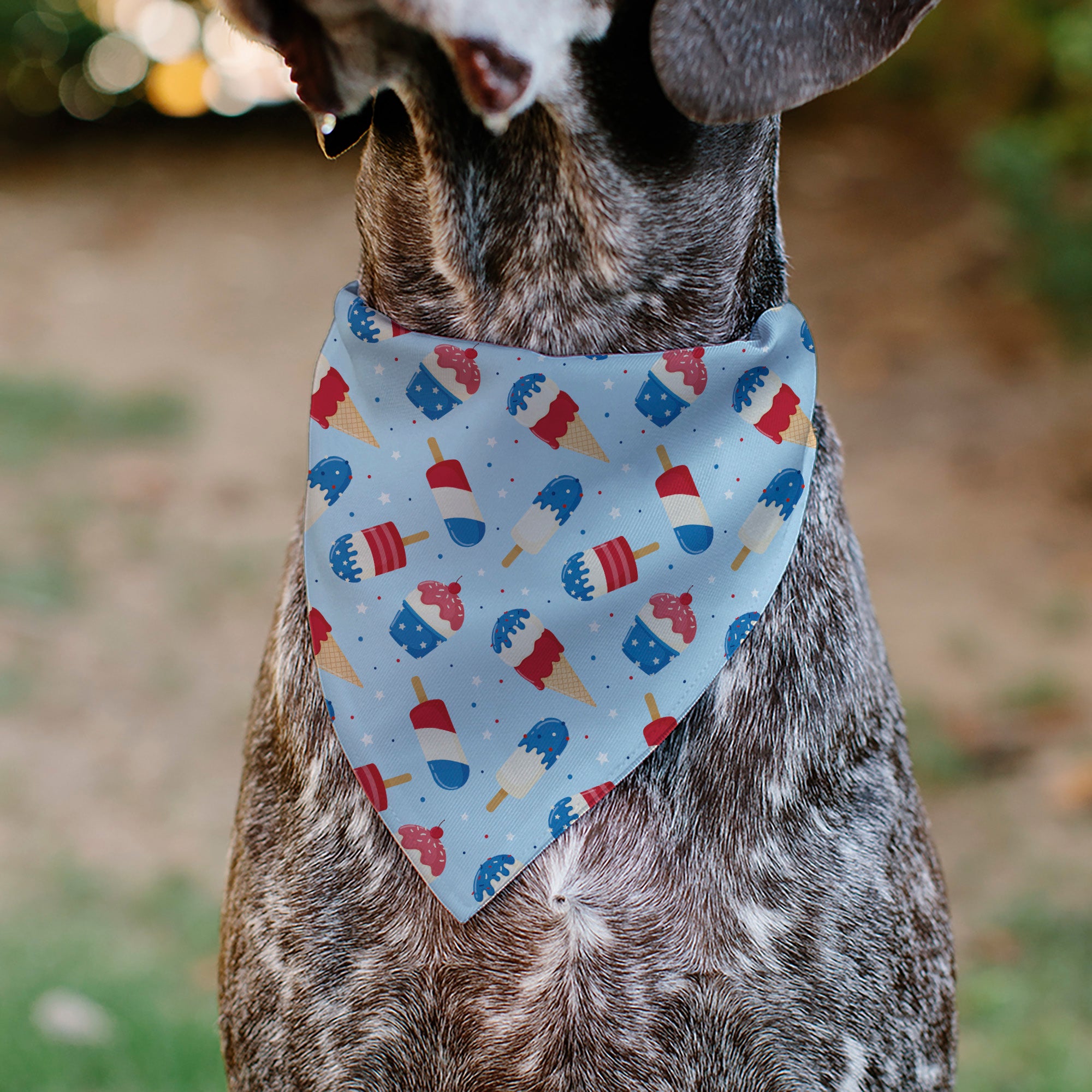 Pet Bandana - Stars and Stripes Desserts Scattered Baby Blue/Red/White/Blue Pet Bandanas Buckle-Down