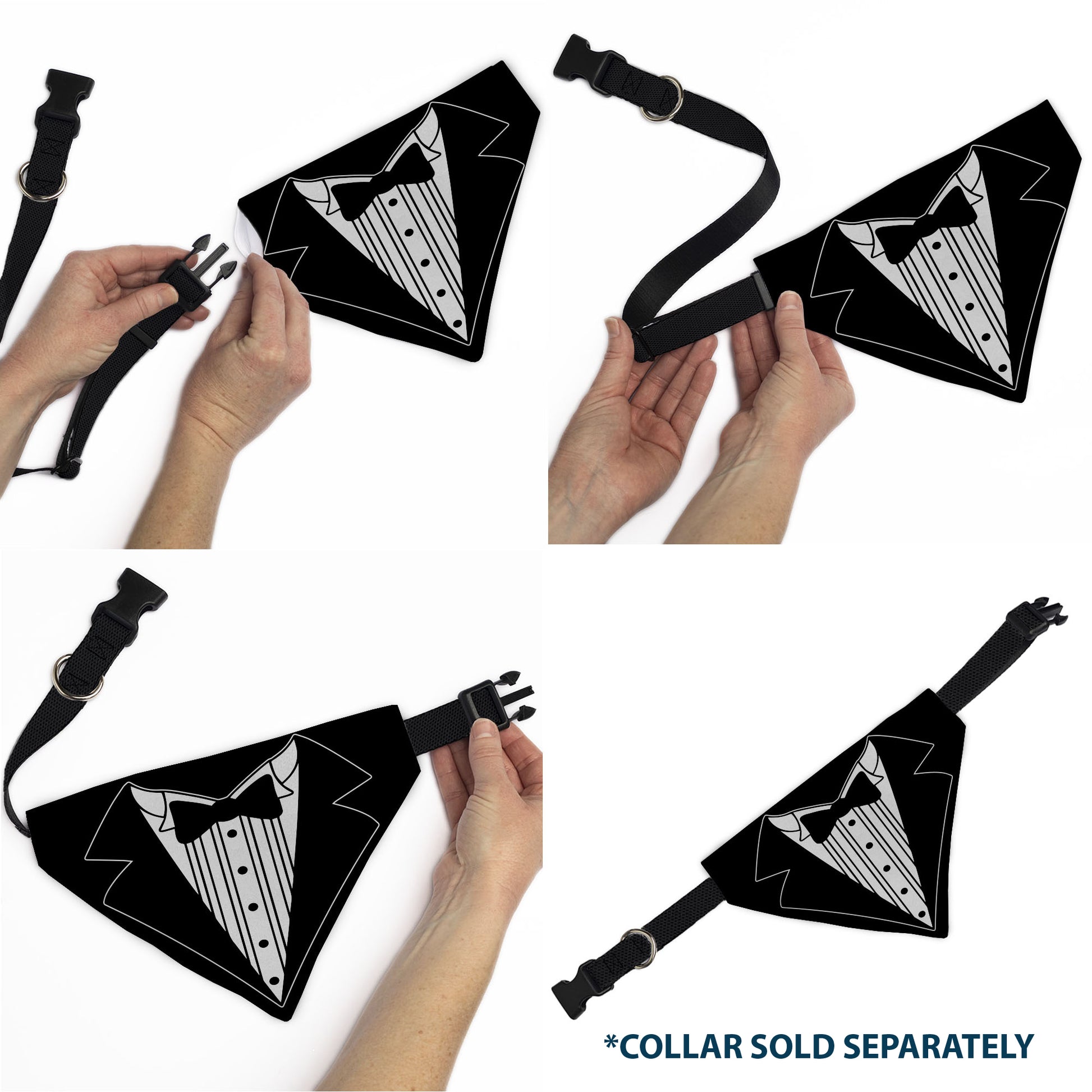 Pet Bandana - Tuxedo Shirt Print Black/White Pet Bandanas Buckle-Down