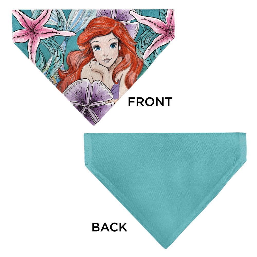 Pet Bandana - The Little Mermaid Ariel Pose and Shells Sketch Pet Bandanas Disney