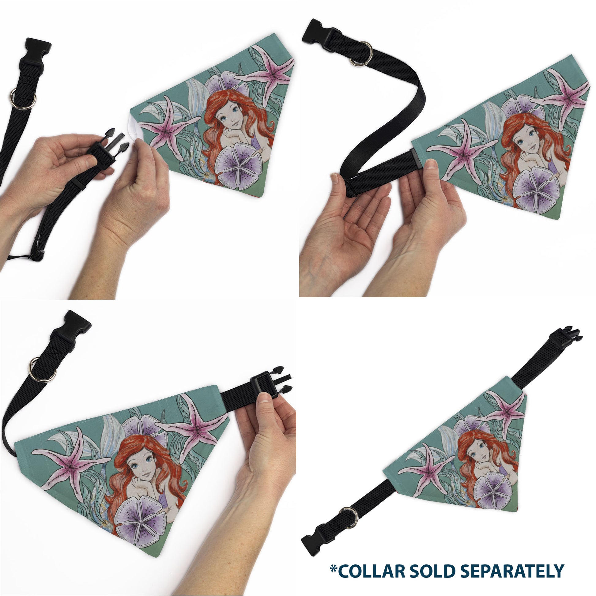 Pet Bandana - The Little Mermaid Ariel Pose and Shells Sketch Pet Bandanas Disney