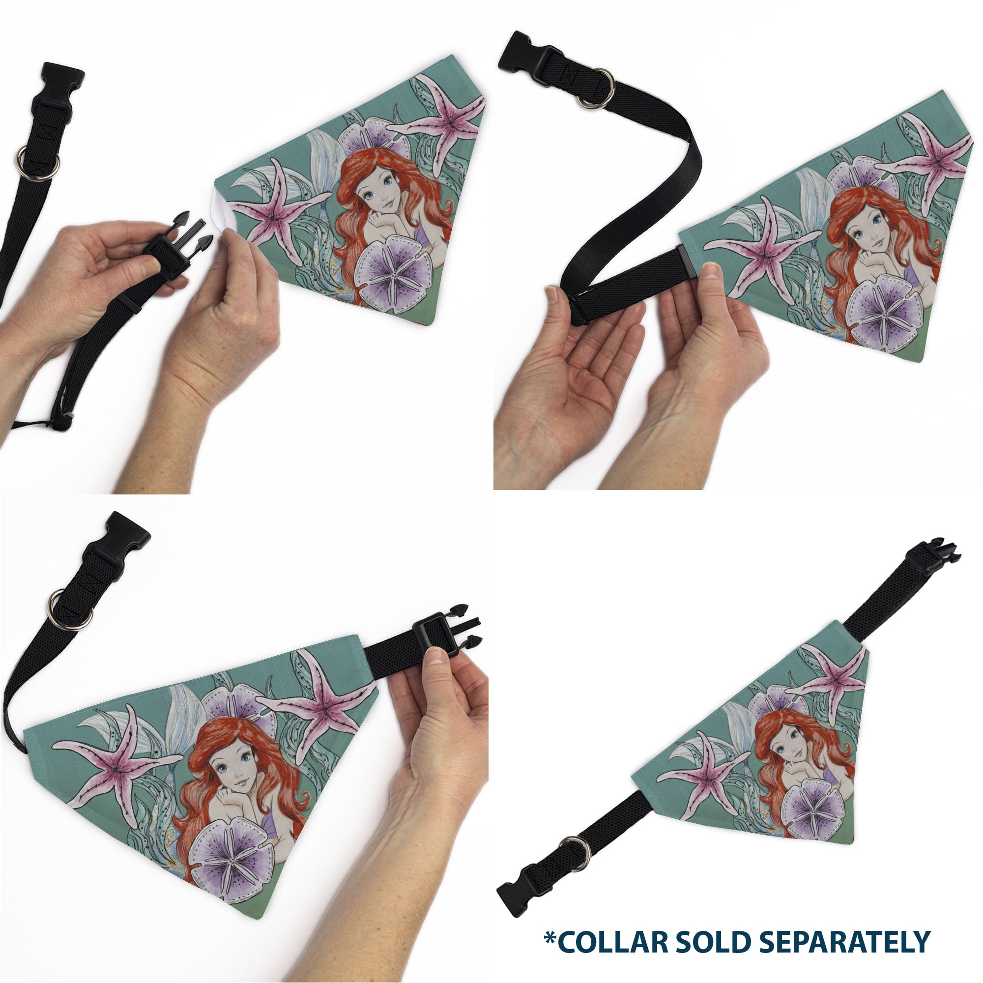 Pet Bandana - The Little Mermaid Ariel Pose and Shells Sketch Pet Bandanas Disney