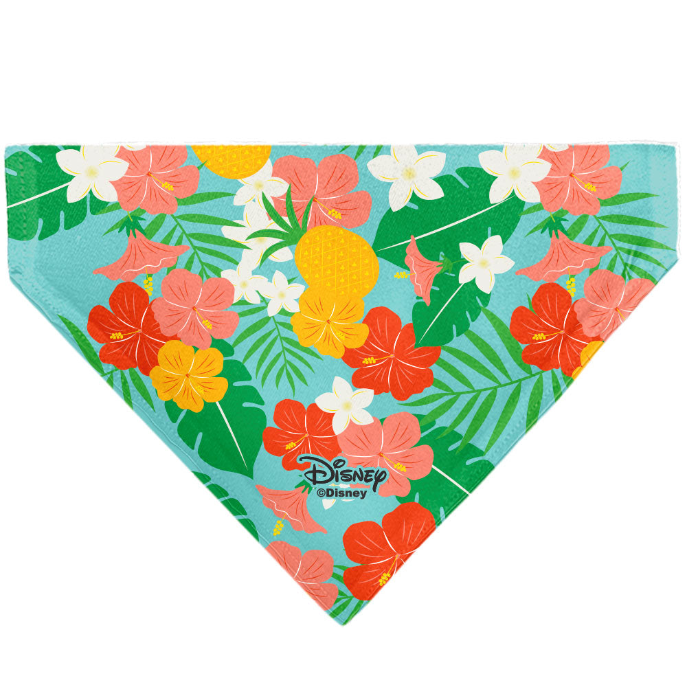 Pet Bandana - Lilo & Stitch Stitch Hang Loose Pose Floral Collage Blue Pet Bandanas Disney