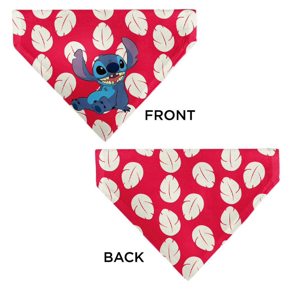Pet Bandana - Lilo Dress Leaves & Stitch Sitting Pose Red/White Pet Bandanas Disney
